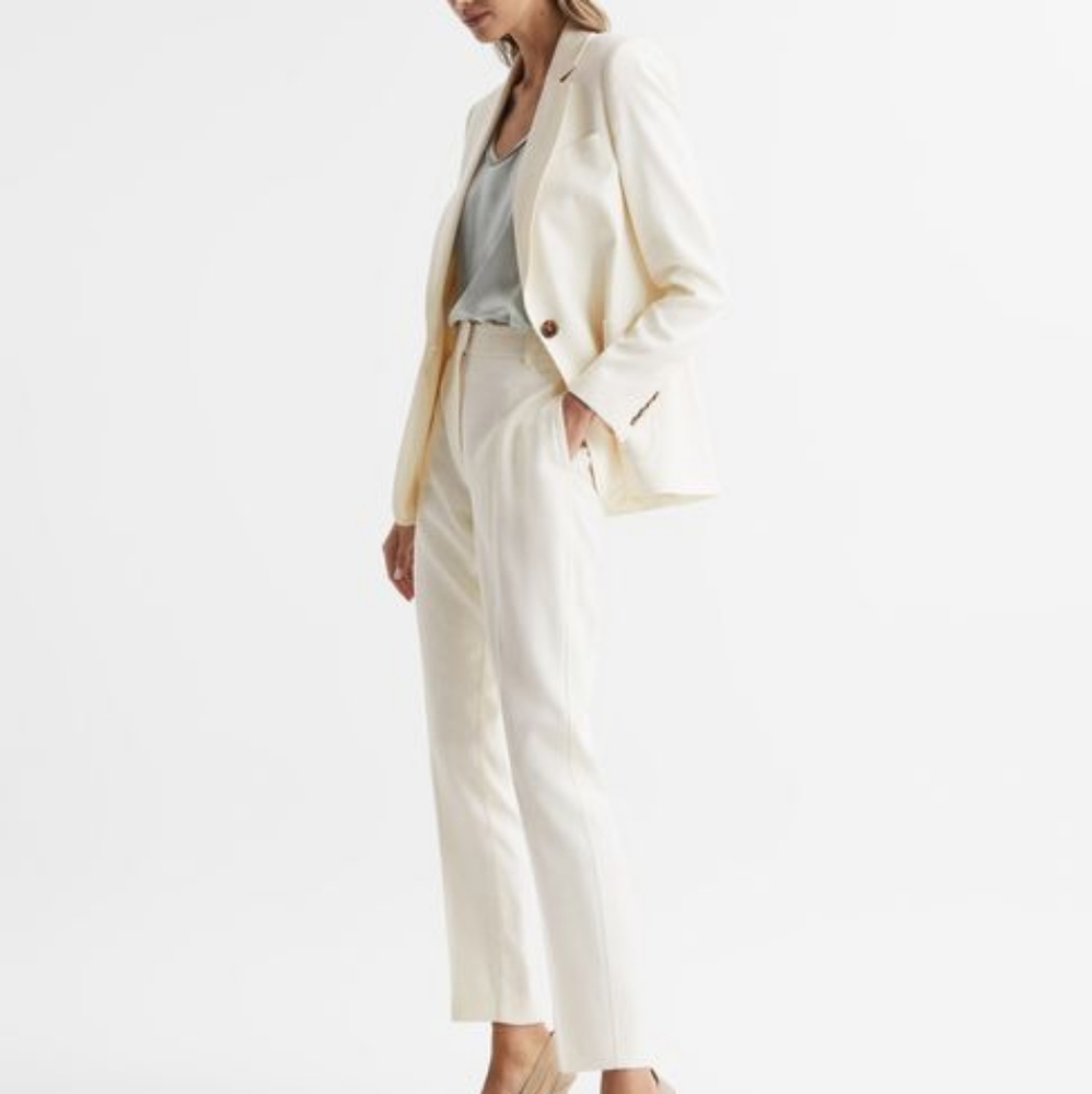 Reiss | EMBER | Single Breasted Blazer & Slim Fit Trousers | Suit | Cream White